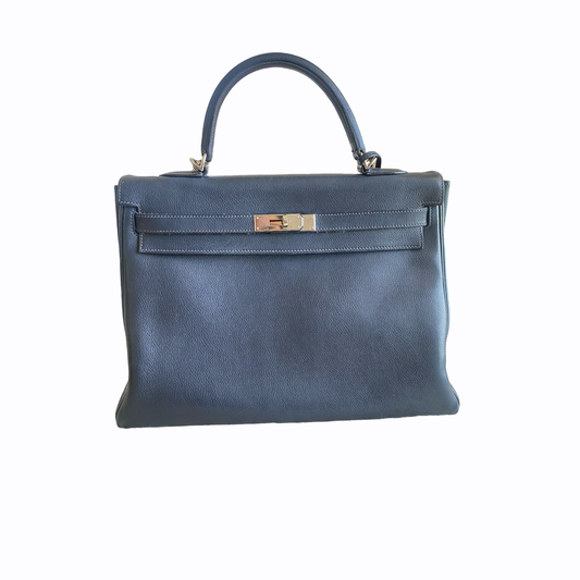 Sac à main Hermès Kelly 35 - Cuir bleu marine