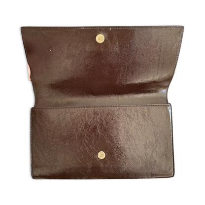 Pochette à rabat Saint Laurent Belle de Jour - Cuir Marron Vernis