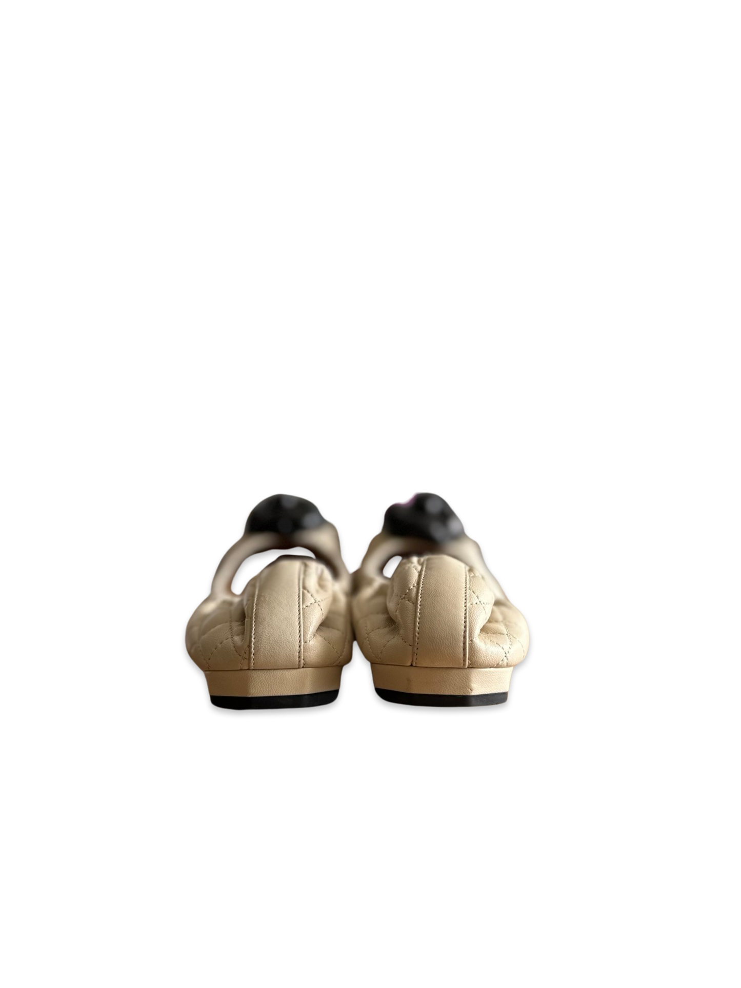 Ballerines Chanel Camelia T 38.5 - Cuir matelassé Noire et beige