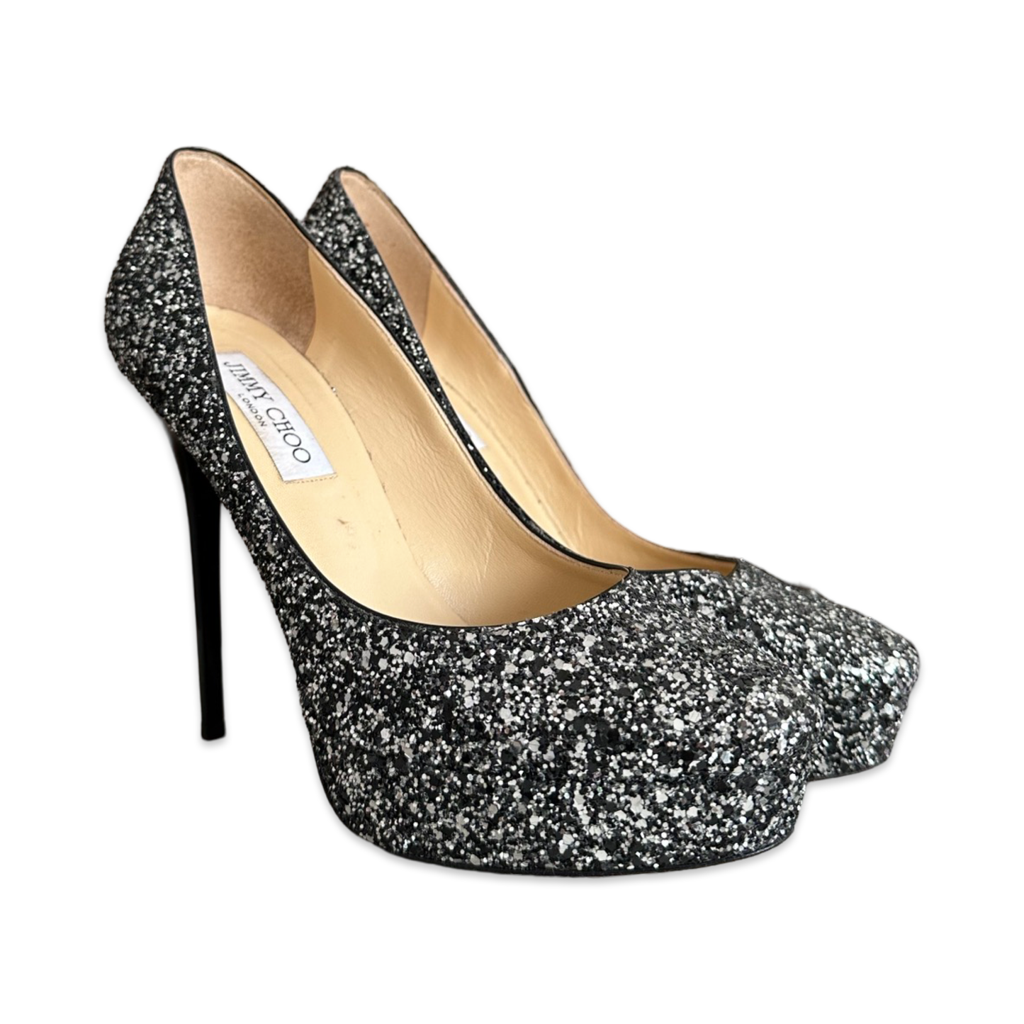 Escarpins Jimmy Choo 39.5 - Tissu à paillettes argenté