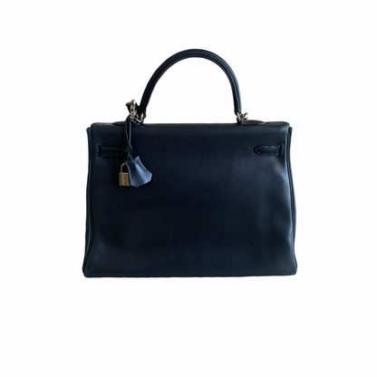 Sac à main Hermès Kelly 35 - Cuir bleu marine