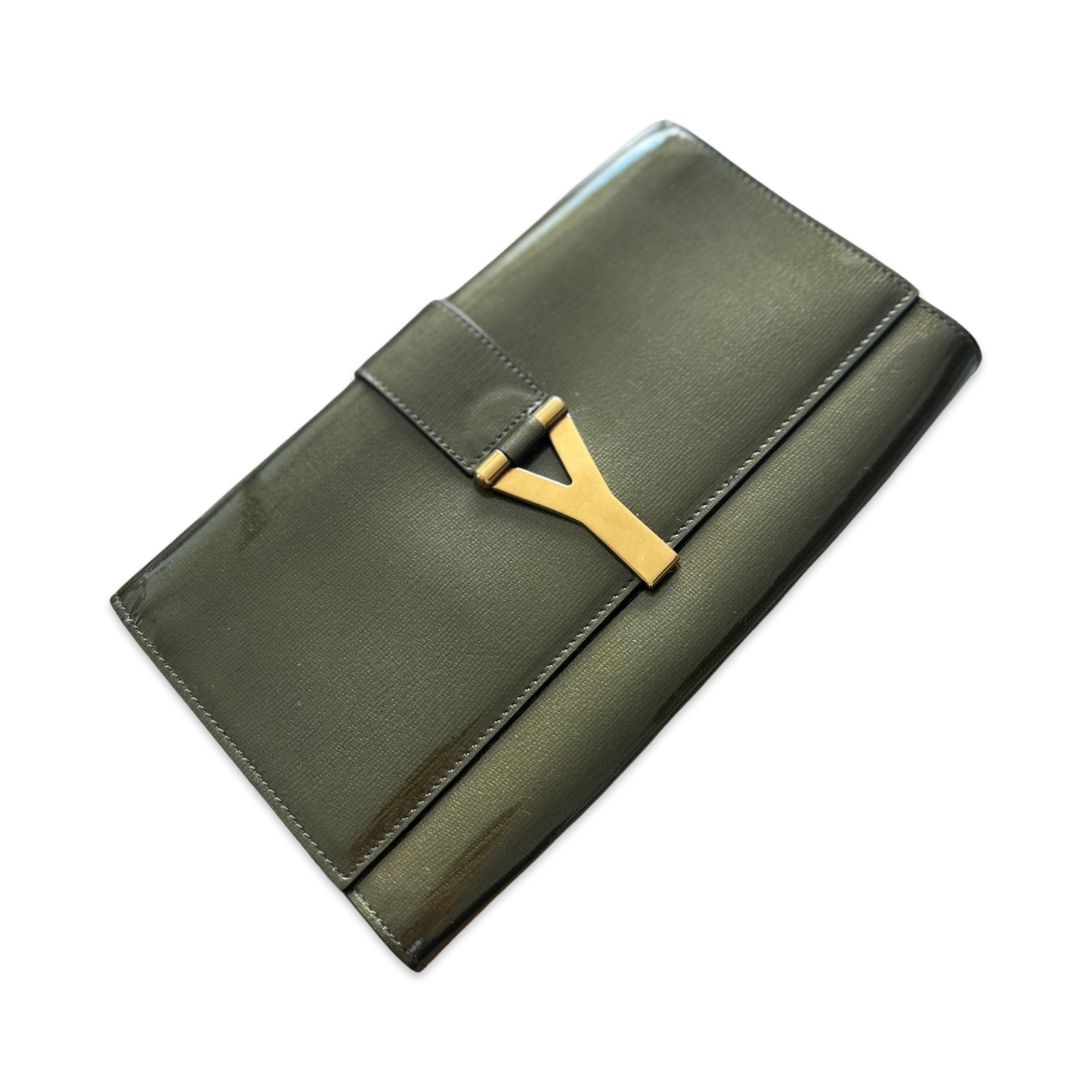 Pochette à rabat Saint Laurent - Cuir Vert Kaki Vernis