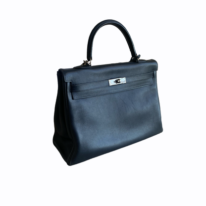 Sac à main Hermès Kelly 35 - Cuir bleu marine