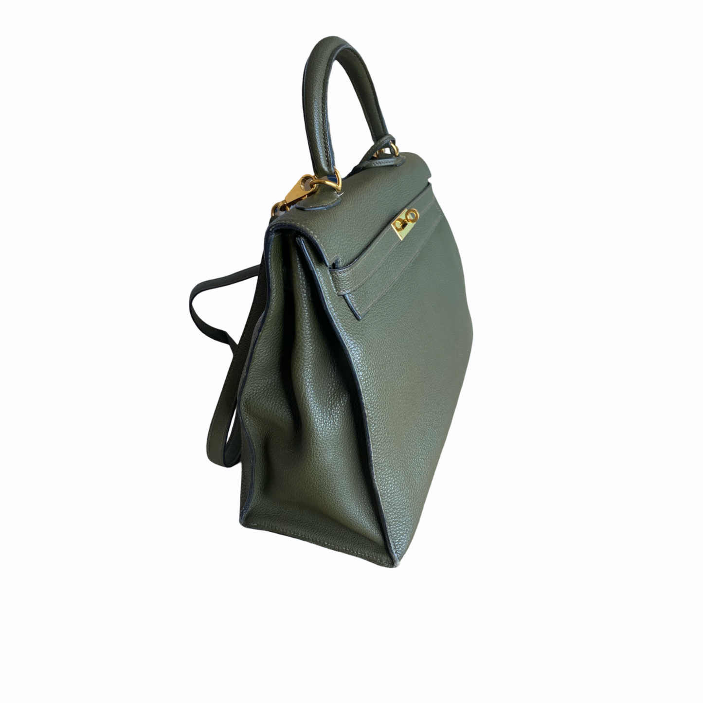 Sac à main Hermès Kelly 35 - Cuir vert kaki (2006)