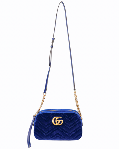 GG Marmont Gucci à bandoulière - Velours Bleu