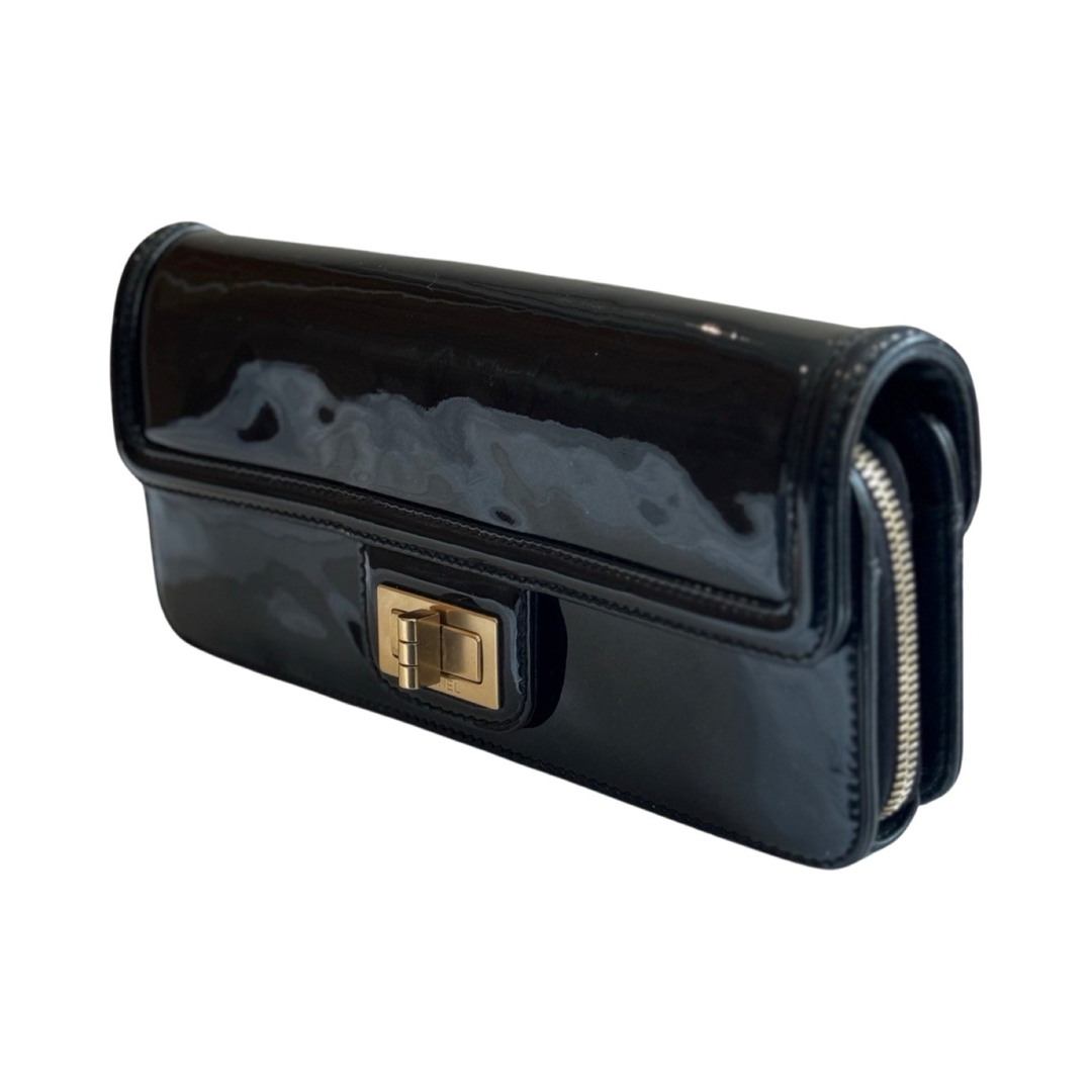 Pochette Chanel 2.55 Long - Cuir vernis noir