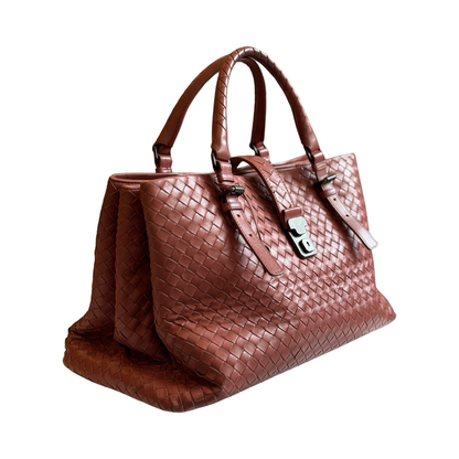 Sac à main Roma Bottega Veneta - Cuir Intrecciato Rose brique