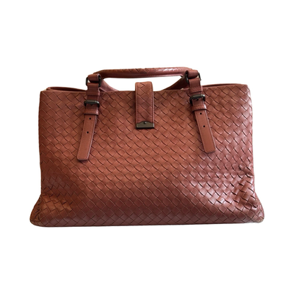 Sac à main Roma Bottega Veneta - Cuir Intrecciato Rose brique