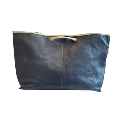 Sac shopping Saint Laurent Néo Double - Cuir Bleu & Blanc