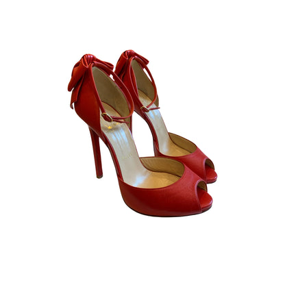 Escarpins Christian Louboutin Dos noeud 37 - Cuir lisse Rouge - CHRISTIAN LOUBOUTIN - Rebirth Maroc