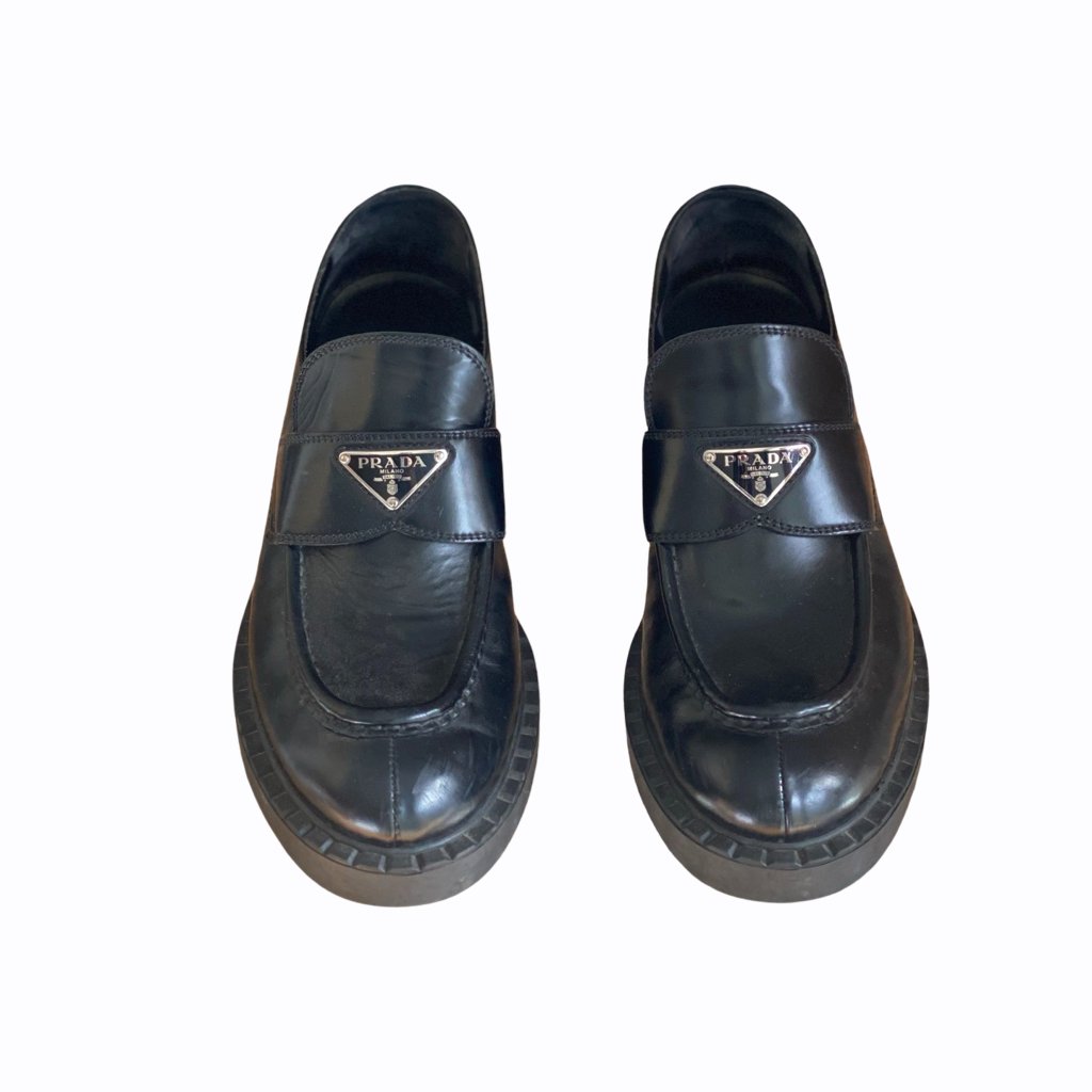 Mocassins Prada à plaque logo 41 - Cuir Noir - PRADA - Rebirth Maroc