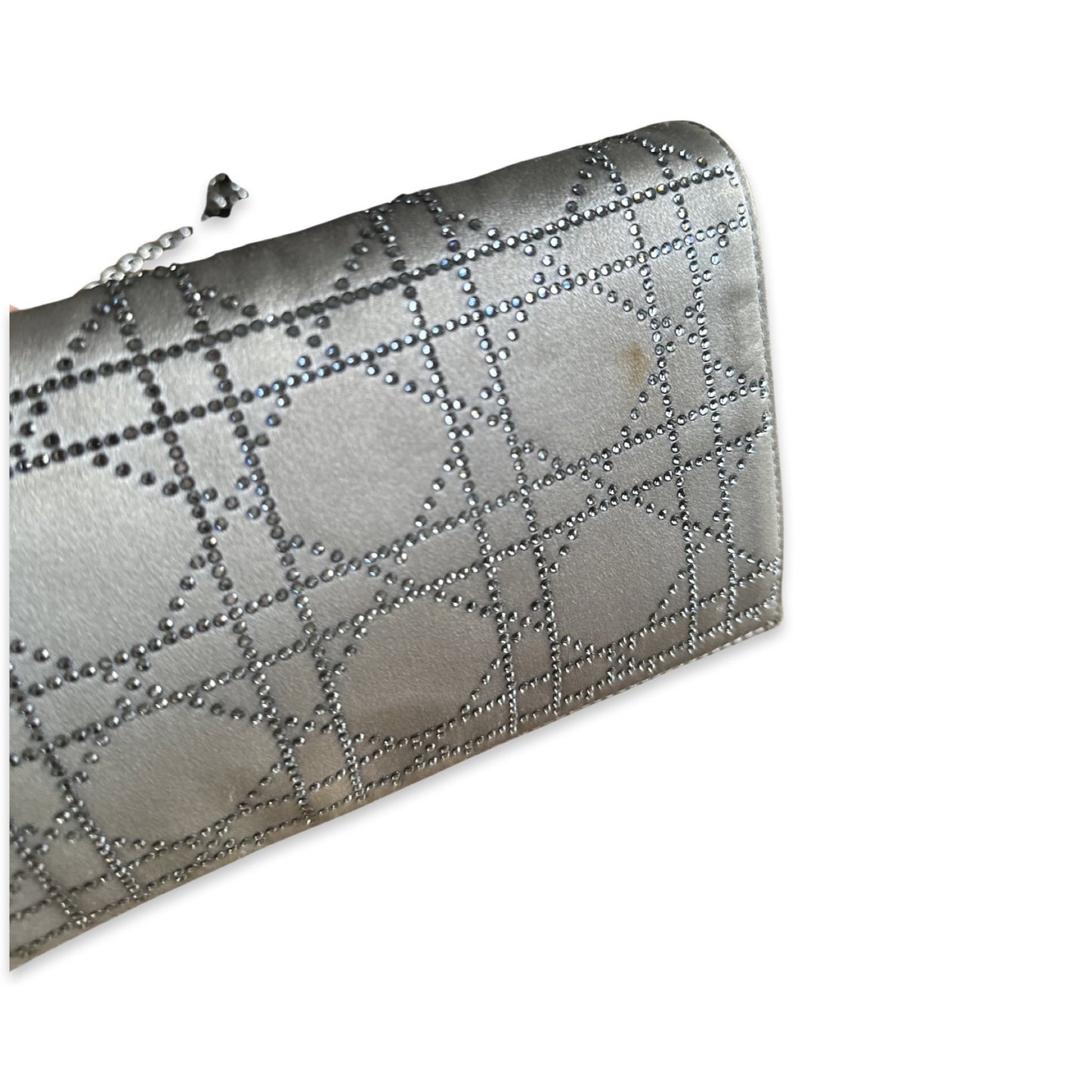 Pochette Dior Cannage - Satin Gris - DIOR - Rebirth Maroc