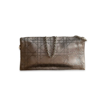 Pochette Dior Cannage - Satin Gris - DIOR - Rebirth Maroc