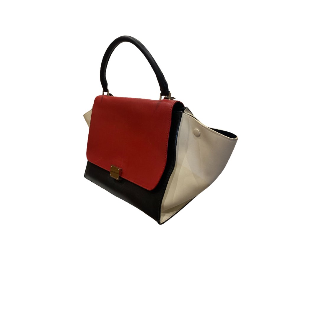 Sac à main Céline Trapèze - Cuir Tricolore rouge beige noir - CELINE - Rebirth Maroc