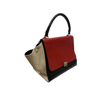 Sac à main Céline Trapèze - Cuir Tricolore rouge beige noir - CELINE - Rebirth Maroc