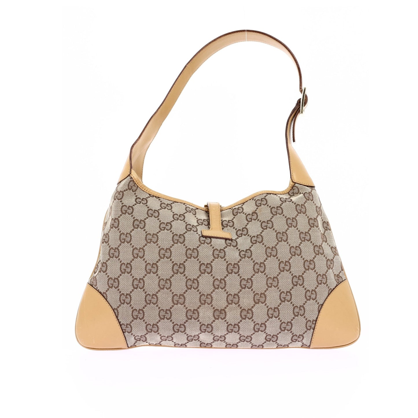 Sac Gucci Jackie 1961 MM Vintage - Toile Monogram et Cuir Beige - GUCCI - Rebirth Maroc