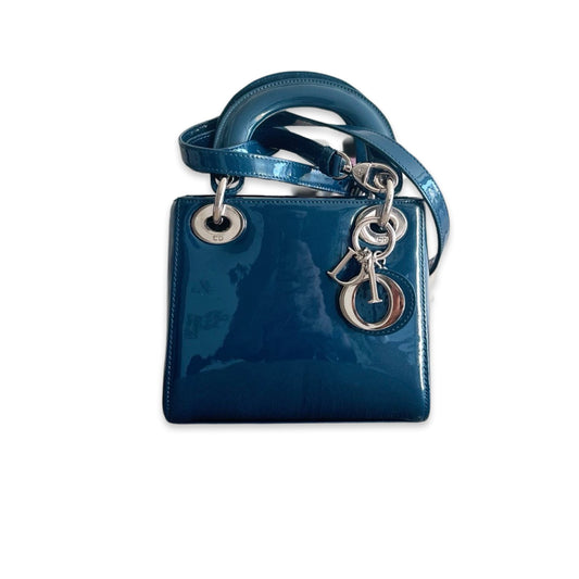 Sac Lady Dior petit modèle - Cuir vernis Bleu - DIOR - Rebirth Maroc