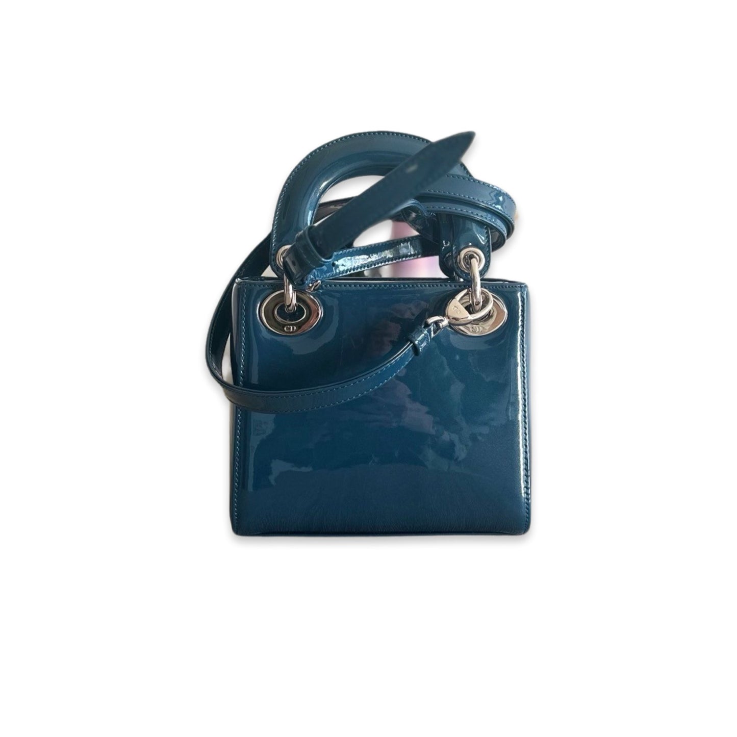 Sac Lady Dior petit modèle - Cuir vernis Bleu - DIOR - Rebirth Maroc