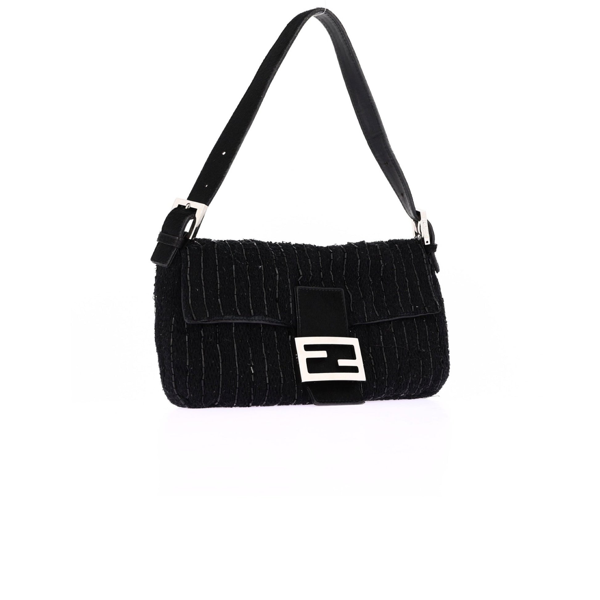 Sac porté épaule Fendi Baguette - Laine Noir et Perles - FENDI - Rebirth Maroc