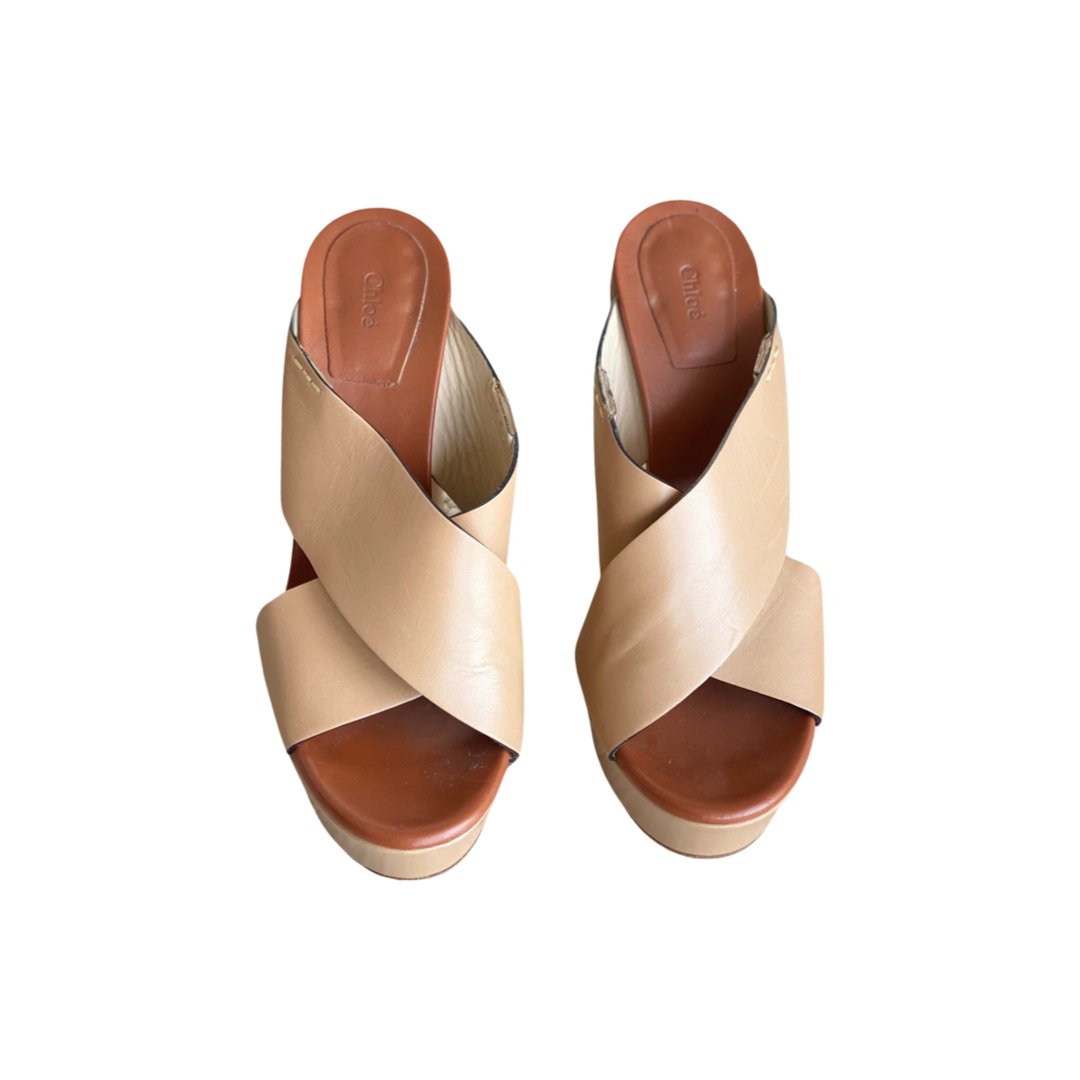 Sandales à plateforme Chloé 37,5 - Cuir Beige - CHLOÉ - Rebirth Maroc