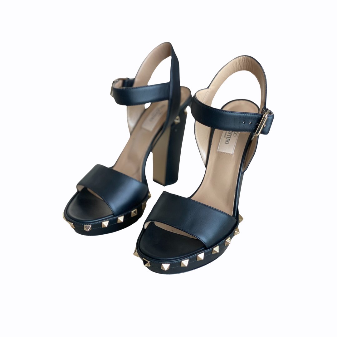 Sandales Valentino Rockstud platform 37 - Cuir Noir - VALENTINO - Rebirth Maroc